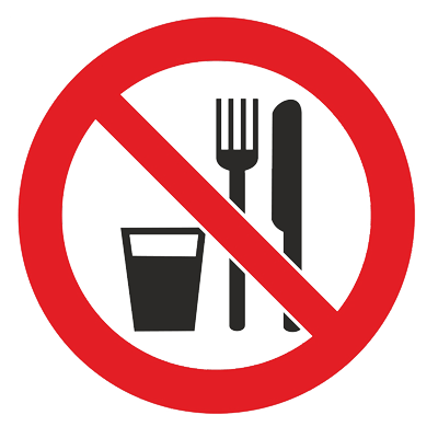 Знак – Запрещается принимать пищу Р-30